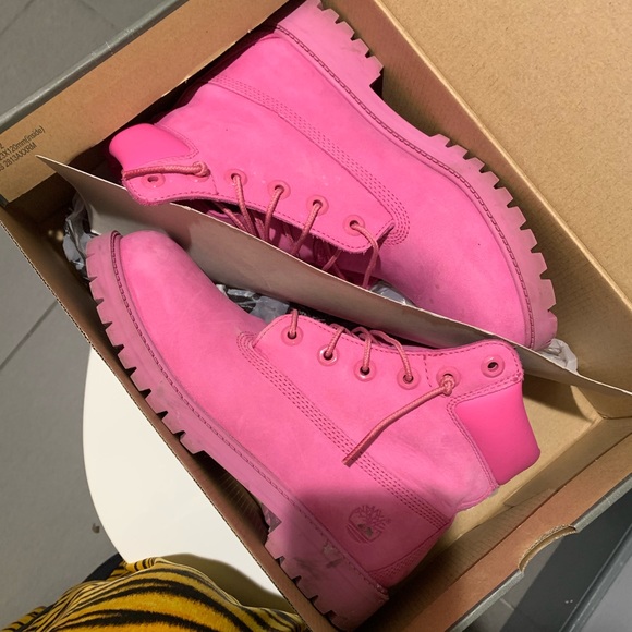 pink construction boots